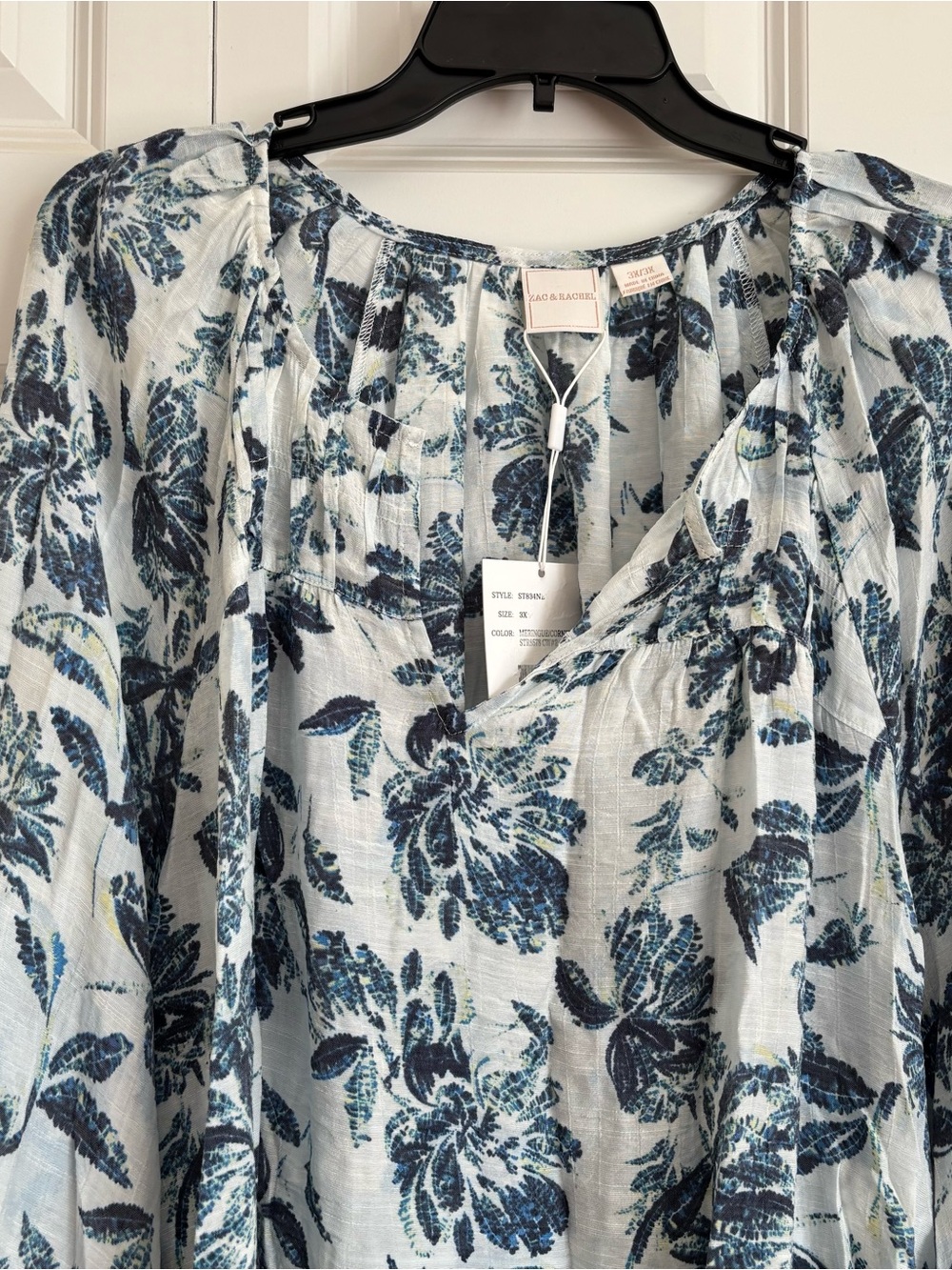 Zac & Rachel Blue Floral Peasant Tunic - Picture 5 of 7